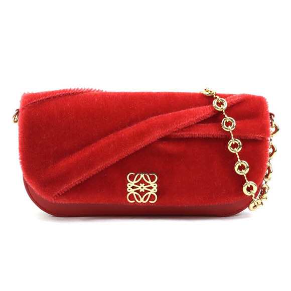 LOEWE Red Leather Shoulder Bag - Picture 1 of 5